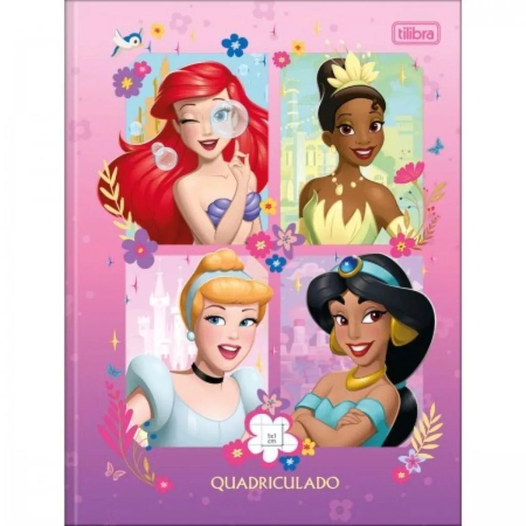 CADERNO QUADRICULADO 1X1 PRINCESAS